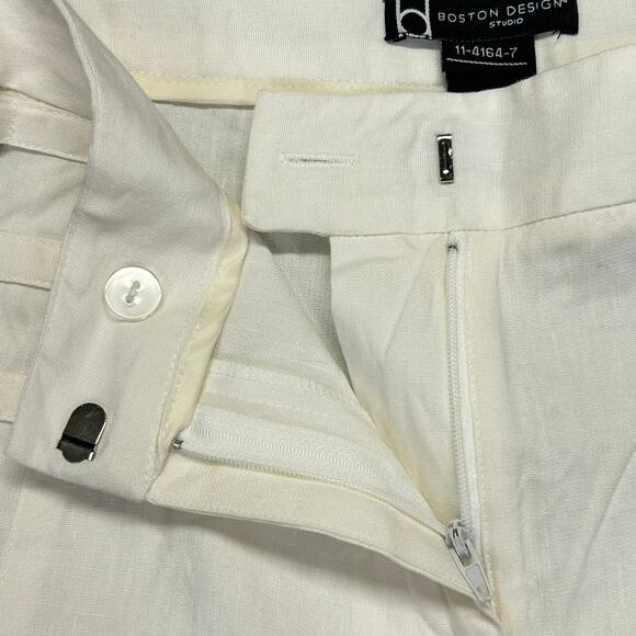 Boston Design Studio Linen Blend Shorts Womens 6 Ecru 28" W Semi Sheer 7" Inseam - Picture 4 of 16